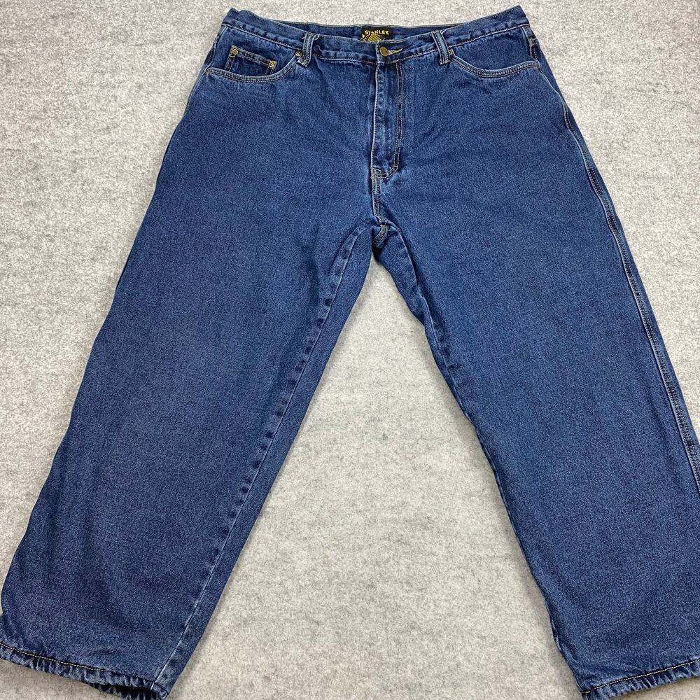 stanley jeans men's 39x29‎ lined insulated  straight leg denim medium wash